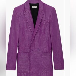 NEW NWT Zadig & Voltaire Visko Crushed Leather double brested Jacket